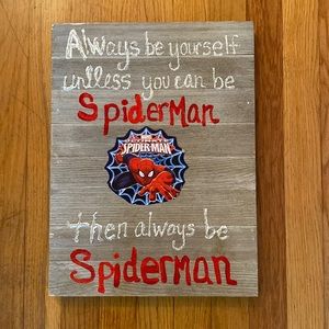 Hand painted SPIDER-MAN decor.